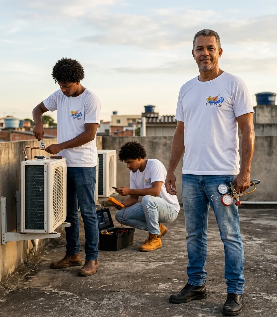 Equipe técnica da Elcan Service em atendimento